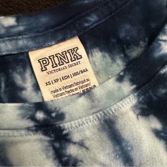 Victoria’s Secret PINK Blue Tie-Dye Ruched T-Shirt Y2K Style XS - Picture 6 of 12
